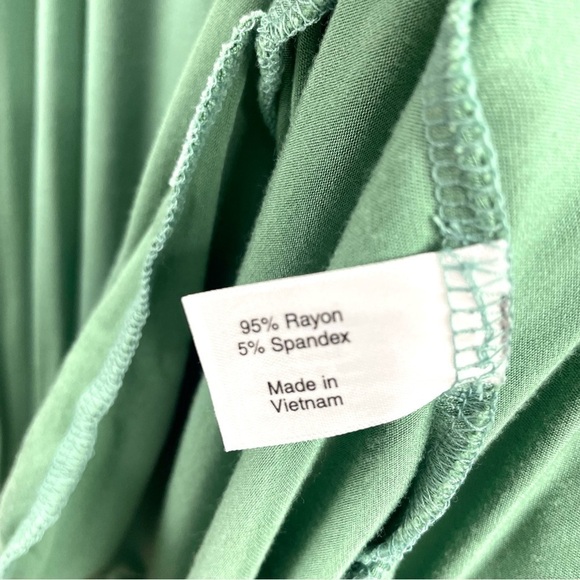 Lane Bryant Flowy V-Neck Sleeveless Green Gathered Hem Maxi Dress Size 34/36 - Picture 11 of 12